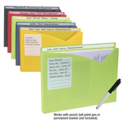 C-Line Write-On Poly File Jackets, Letter Size, Assorted Colors, Pack Of 10