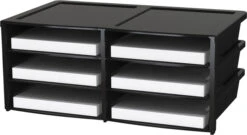 Storex 6 Slot Quick Stack Literature Organizer, Black