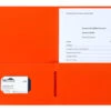 Business Source 2-Pocket Folder, 100 Sheet Capacity, Orange, Pack Of 25 -Office Product Shop 1586214 SPR ecommfullsize