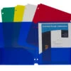 C-Line Poly Portfolio Folder, 3-Hole Punch, 2-Pocket, Assorted Colors, Set Of 10 -Office Product Shop 1589569 ecommfullsize