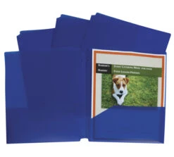 C-Line Poly Portfolio Folder, 3-Hole Punch, 2-Pocket, Blue, Pack Of 25