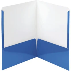 Smead High-Gloss 2-Pocket Folder, 50 Sheet Capacity, Blue, Pack Of 25