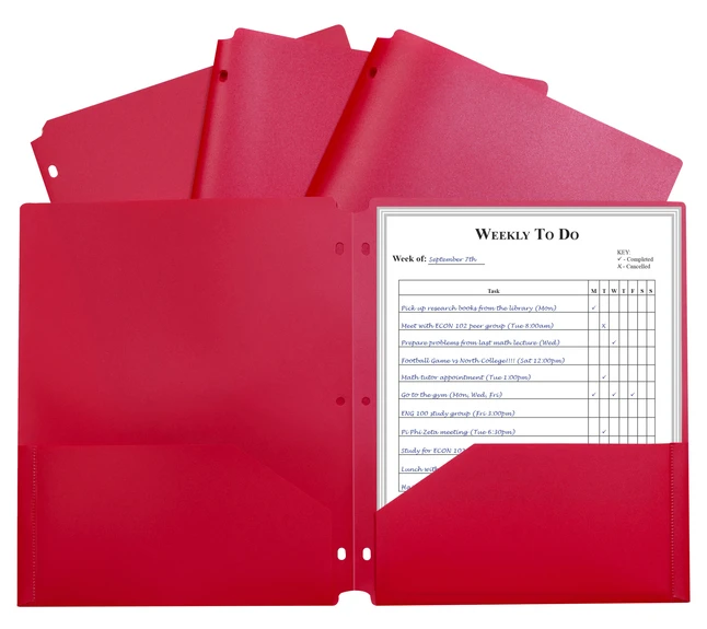 C-Line 2-Pocket Poly Folder, 3 Hole Punched, Red, Pack Of 25 3 C-Line 2-Pocket Poly Folder, 3 Hole Punched, Red, Pack Of 25