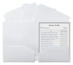 C-Line 2-Pocket Poly Folder, 3 Hole Punched, White, Pack Of 25