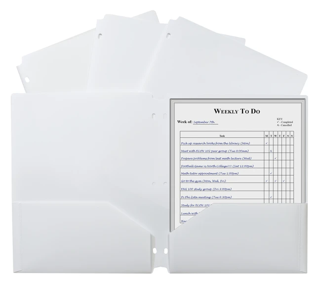 C-Line 2-Pocket Poly Folder, 3 Hole Punched, White, Pack Of 25 3 C-Line 2-Pocket Poly Folder, 3 Hole Punched, White, Pack Of 25