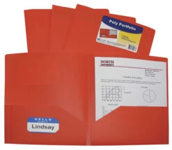 C-Line Poly 2-Pocket Portfolio Folder, Letter Size, Orange, Pack Of 25