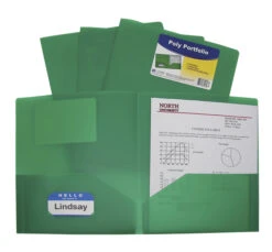 C-Line Poly 2-Pocket Portfolio Folder, Letter Size, Green, Pack Of 25