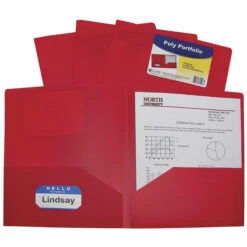 C-Line Poly 2-Pocket Portfolio Folder, Letter Size, Red, Pack Of 25