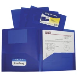 C-Line Poly 2-Pocket Portfolio Folder, Letter Size, Blue, Pack Of 25