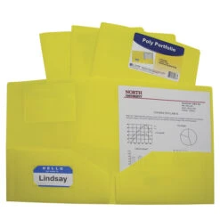 C-Line Poly 2-Pocket Portfolio Folder, Letter Size, Yellow, Pack Of 25
