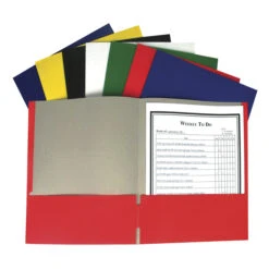 C-Line 2-Pocket Recycled Portfolio Without Prongs, Assorted Colors, Set Of 100