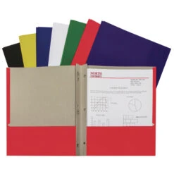 C-Line 2-Pocket Recycled Portfolio With Prongs, Assorted Colors, Set Of 100