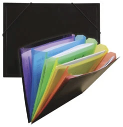 C-Line Expanding Rainbow Document Sorter, Letter Size, 1 Inch Expansion, Black/Multi-Color
