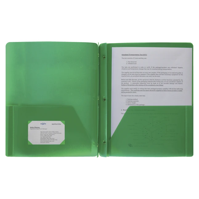 Business Source Poly 2-Pocket Folder With Fastener, Green 3 Business Source Poly 2-Pocket Folder With Fastener, Green