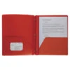 Business Source Poly 2-Pocket Folder With Fastener, Red -Office Product Shop 1599515 SPR ecommfullsize