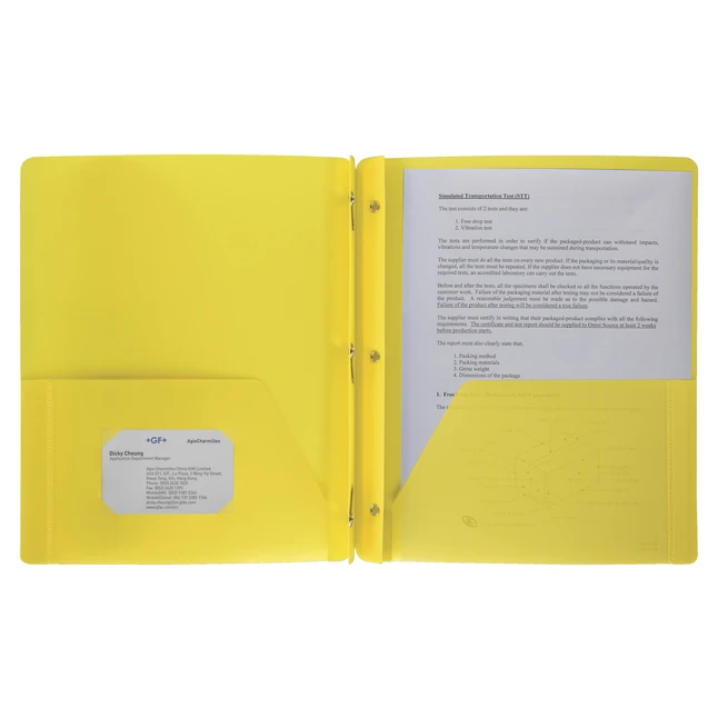 Business Source Poly 2-Pocket Folder With Fastener, Yellow 3 Business Source Poly 2-Pocket Folder With Fastener, Yellow