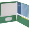 Business Source 2-Pocket Laminated Folder, 100 Sheet Capacity, Green, Pack Of 25 -Office Product Shop 1599519 SPR ecommfullsize