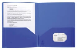 Business Source 2-Pocket Poly Portfolio, 30 Sheet Capacity, Blue