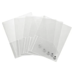 Business Source 2-Pocket Poly Portfolio, 30 Sheet Capacity, Clear, Pack Of 5