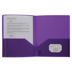 Business Source 2-Pocket Poly Portfolio, 30 Sheet Capacity, Purple