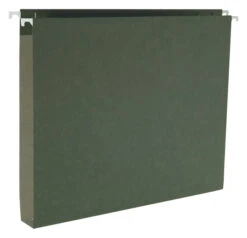 Business Source Hanging File Folders, Letter, 1/5 Cut Tabs, 1 Inch Expansion, Green, Pack Of 25