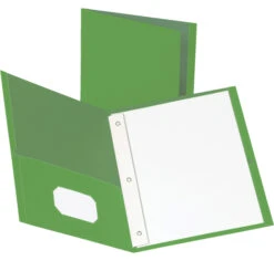 Business Source 2-Pocket Folder With Fastener, Green, Pack Of 25