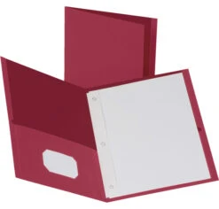 Business Source 2-Pocket Folder With Fastener, Red, Pack Of 25
