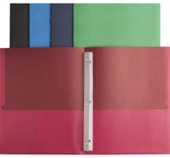 Business Source 2-Pocket Folder With Fastener, Assorted Colors, Pack Of 25