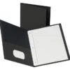 Business Source 2-Pocket Folder With Fastener, Black, Pack Of 25 -Office Product Shop 1600208 SPR ecommfullsize