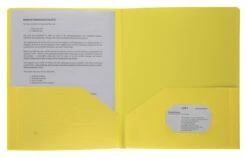 Business Source 2-Pocket Poly Portfolio, 30 Sheet Capacity, Yellow