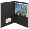Business Source 2-Pocket Folder, 100 Sheet Capacity, Black, Pack Of 25 -Office Product Shop 1600212 SPR ecommfullsize