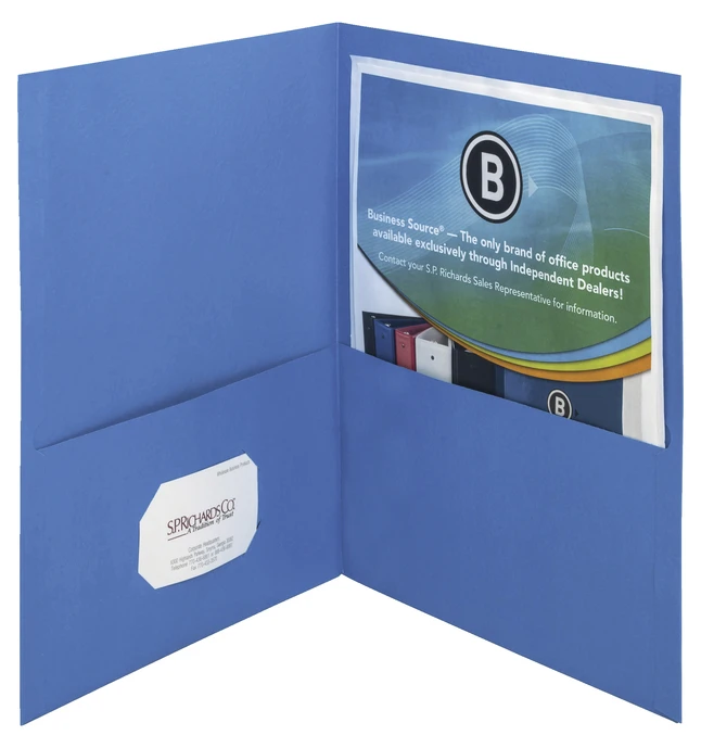Business Source 2-Pocket Folder, 100 Sheet Capacity, Blue, Pack Of 25 3 Business Source 2-Pocket Folder, 100 Sheet Capacity, Blue, Pack Of 25