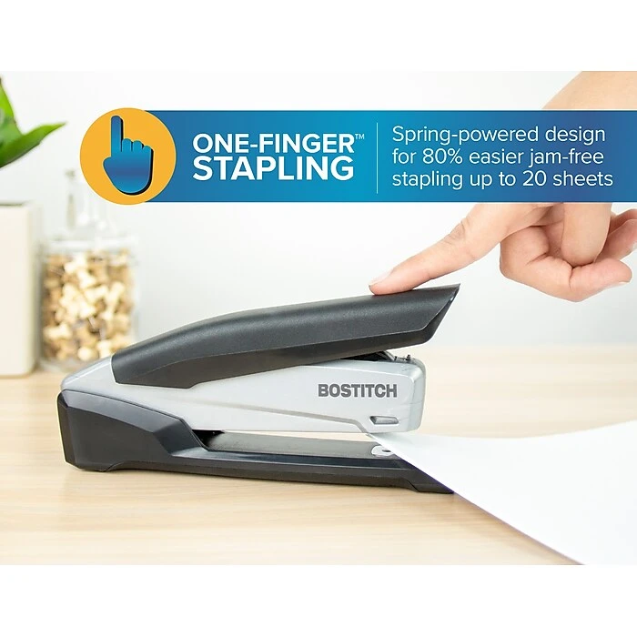 Bostitch InPower Spring-Powered Desktop Stapler, 20-Sheet, Full-Strip Capacity, Black/Gray (1100) 4 Bostitch InPower Spring-Powered Desktop Stapler, 20-Sheet, Full-Strip Capacity, Black/Gray (1100) - Image 2