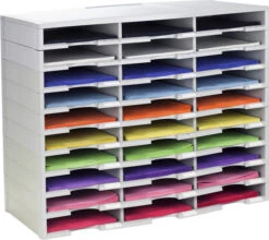 Storex Literature Organizer, 30 Compartments, Gray