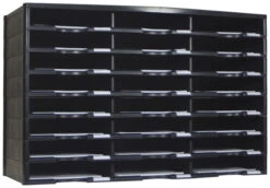 Storex Stackable Literature Sorter, 24 Compartments, 31-3/8 X 14-1/8 X 20-1/2 Inches, Black