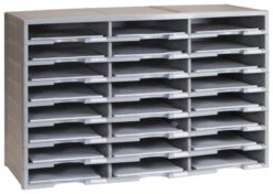 Storex Stackable Literature Sorter, 24 Compartments, 31-3/8 X 14-1/8 X 20-1/2 Inches, Gray