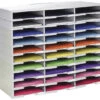 Storex Stackable Literature Sorter, 30 Compartments, 31-3/8 X 14-1/8 X 25-1/2 Inches, Gray