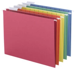 Business Source Hanging File Folders, 1/5 Cut Tabs, Letter Size, Assorted Colors, Pack Of 25