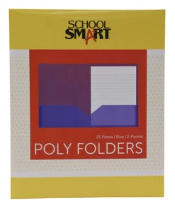 School Smart 2-Pocket Poly Folders, Blue, Pack Of 25