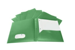 School Smart Two-Pocket Poly Folder With Three-Hole Punch, Green, Pack Of 25 -Office Product Shop 2019624 B ecommfullsize