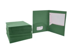 School Smart 2-Pocket Poly Folders With Fasteners, Green, Pack Of 25 -Office Product Shop 2019625 A ecommfullsize