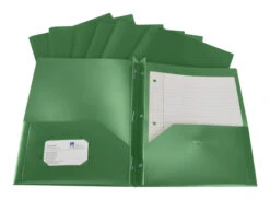 School Smart 2-Pocket Poly Folders With Fasteners, Green, Pack Of 25 -Office Product Shop 2019625 B ecommfullsize