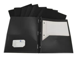 School Smart 2-Pocket Poly Folders With Fasteners, Black, Pack Of 25 -Office Product Shop 2019633 B ecommfullsize