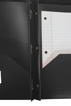 School Smart 2-Pocket Poly Folders With Fasteners, Black, Pack Of 25 -Office Product Shop 2019633 D ecommfullsize