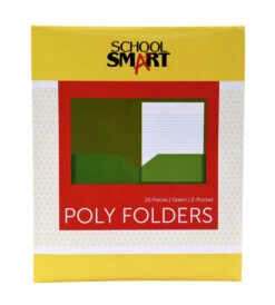 School Smart 2-Pocket Poly Folders, Green, Pack Of 25