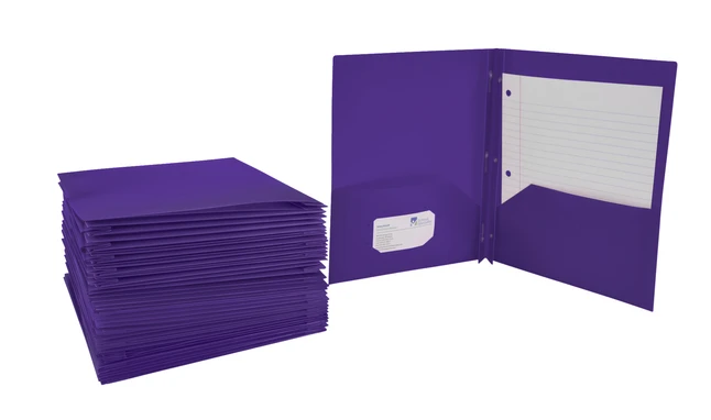School Smart 2-Pocket Poly Folders With Fasteners, Purple, Pack Of 25 7 School Smart 2-Pocket Poly Folders With Fasteners, Purple, Pack Of 25 - Image 5