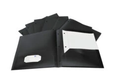 School Smart 2-Pocket Poly Folders With 3-Hole Punch, Black, Pack Of 25 -Office Product Shop 2019636 B ecommfullsize