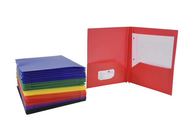 School Smart 2-Pocket Poly Folders With Fasteners, Assorted Colors, Set Of 36 5 School Smart 2-Pocket Poly Folders With Fasteners, Assorted Colors, Set Of 36 - Image 3