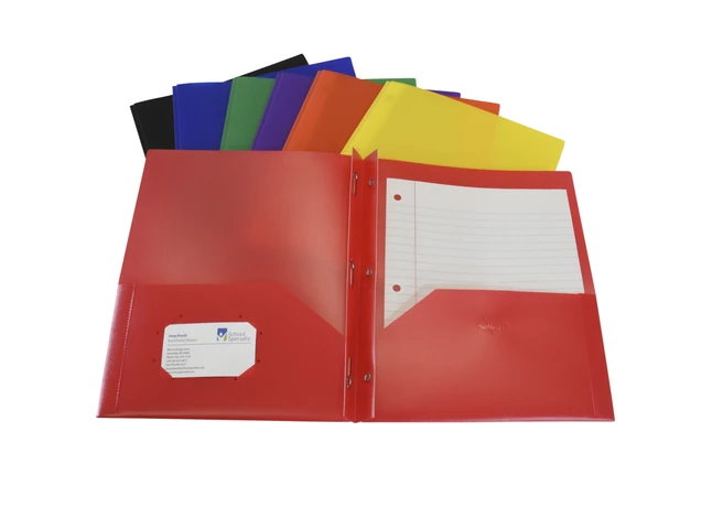 School Smart 2-Pocket Poly Folders With Fasteners, Assorted Colors, Set Of 36 4 School Smart 2-Pocket Poly Folders With Fasteners, Assorted Colors, Set Of 36 - Image 2