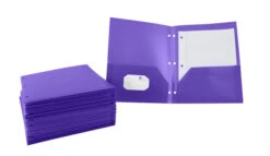 School Smart 2-Pocket Poly Folders With 3-Hole Punch, Purple, Pack Of 25 -Office Product Shop 2019642 A ecommfullsize